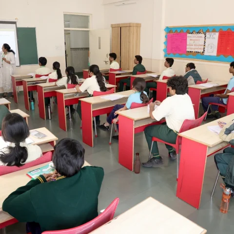 Students in a CBSE classroom at AECS Magnolia Maaruti, Bangalore.