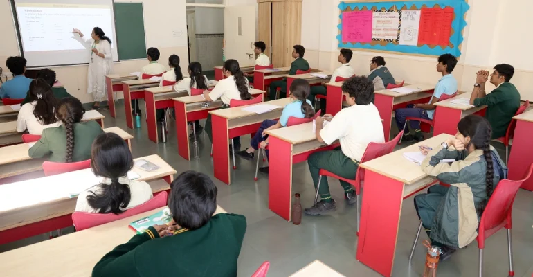 Students in a CBSE classroom at AECS Magnolia Maaruti, Bangalore.