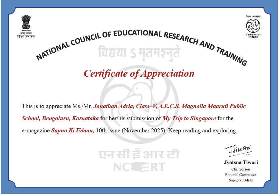 NCERT Certificate of Appreciation — Jonathan Adria