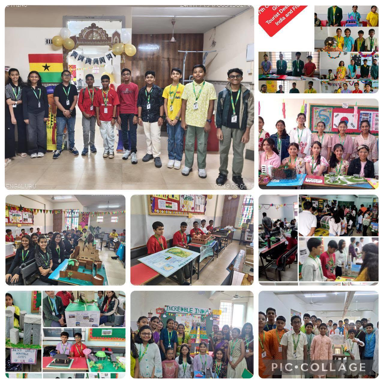Students presenting country and heritage projects at the 17th Creative Paradigm Project Day, AECS Magnolia Maaruti Public School
