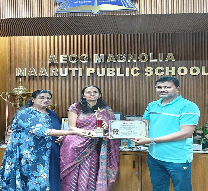 Guru Samman Award 2026 felicitation of Mr. Rajesh D.R. at AECS Magnolia Maaruti Public School